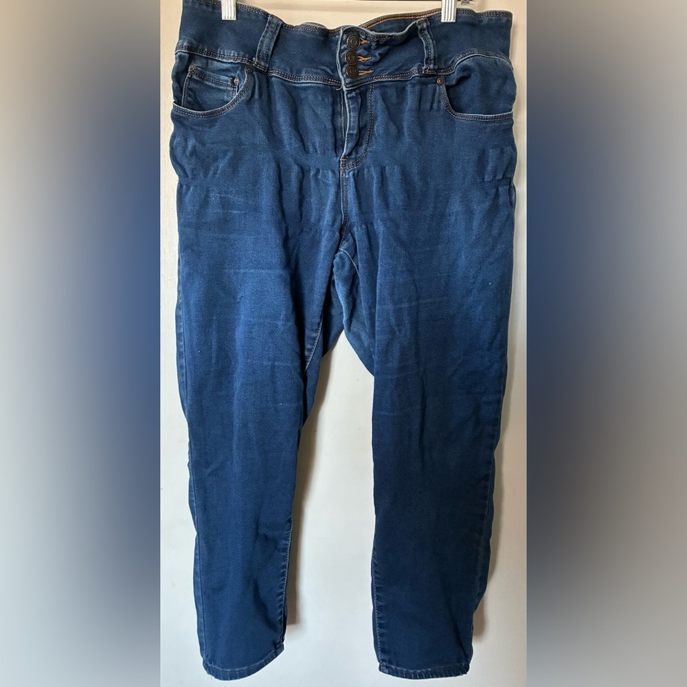 Oak & Poppy Woman’s High Rise Blue Jeans with Timmy control. Sz 16